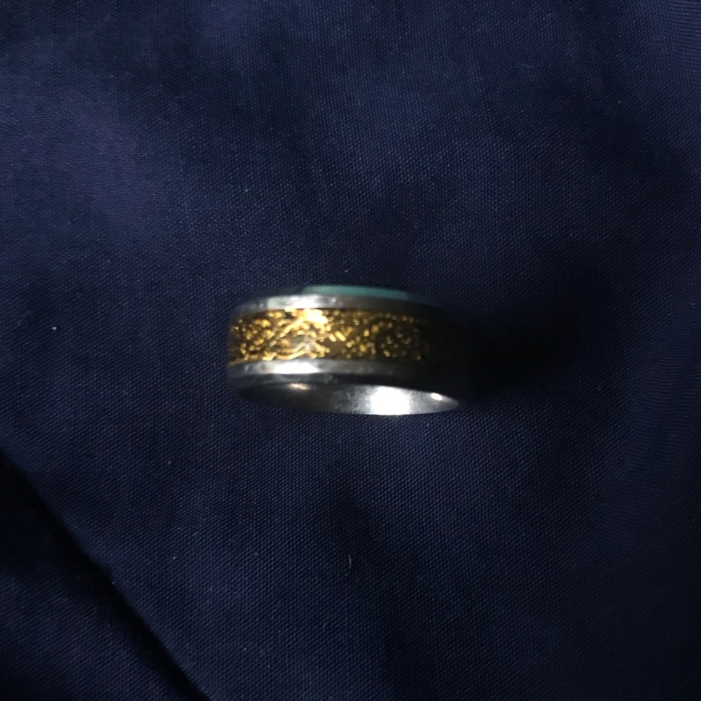 Steel Golden Pattern Prom Ring - Picture 3 of 3